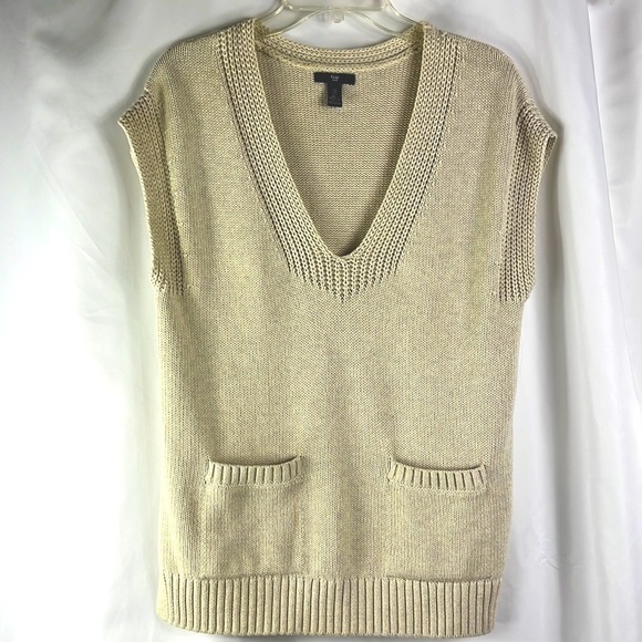 Gap knit pullover sleeveless oversized tunic with pockets - Picture 2 of 12